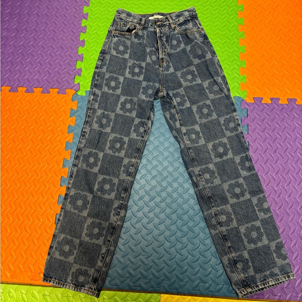 PacSun high rise straight jeans with floral design